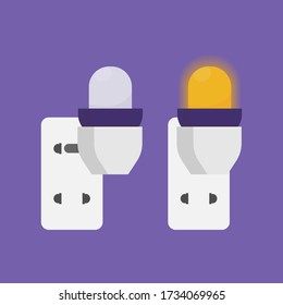 Abbildung einer Leuchte, die an eine elektrische Wandleuchte angeschlossen ist. Nachtlampe. flaches Design. kann für Elemente, Zielseiten, Benutzeroberfläche verwendet werden.