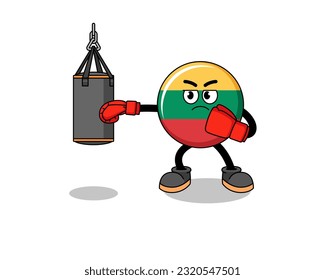 Illustration of lithuania flag boxer , character design