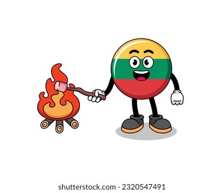 Ilustración de la bandera de lituania quemando un malvavisco , diseño de carácter