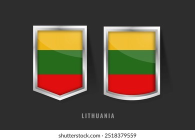 or Illustration of LITHUANIA Label Logo. LITHUANIA Badge Sign LITHUANIA With Flag, Lithuanian Product Label Banners Template.