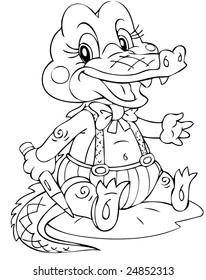 illustration of the little amusing crocodile