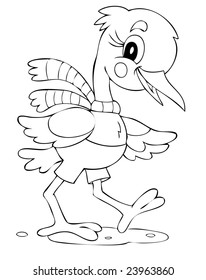 Illustration of the little amusing stork