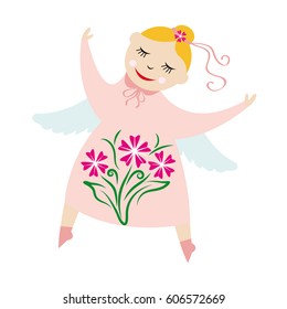 Illustration of little angel girl
