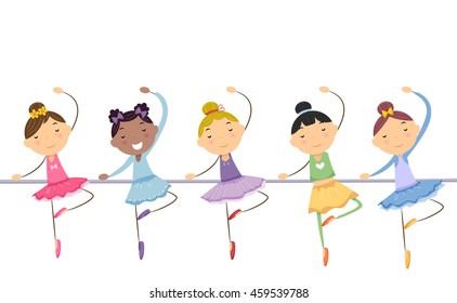 Illustration of Little Ballerinas Performing a Dance Routine