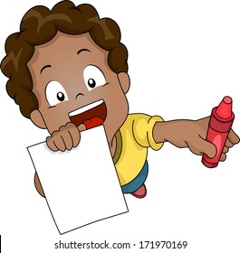 Illustration of a Little Boy Asking Someone to Color a Book with Him