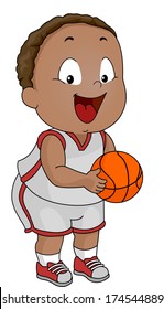 Illustration of a Little Boy Clad in Basketball Attire