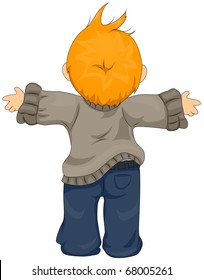 Illustration of a Little Boy Enjoying the Breeze