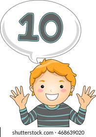 Illustration of a Little Boy Gesturing the Number 10