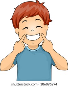 Illustration of a Little Boy Gesturing a Smile