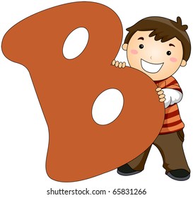 Illustration Little Boy Hiding Behind Letter Stock Vector (Royalty Free ...