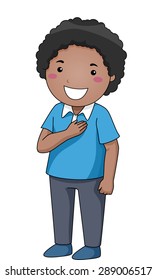 Illustration of a Little Boy with His Hand Pressed Against His Chest