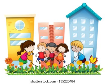 Illustration of a little boy with lollipop on a white background