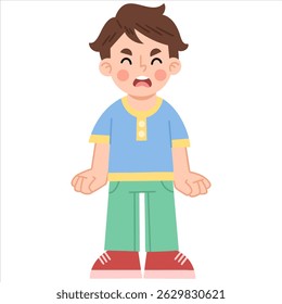 Illustration of a little boy screaming