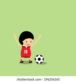Illustration of a Little Boy in Soccer Gear About to Kick a Soccer Ball 