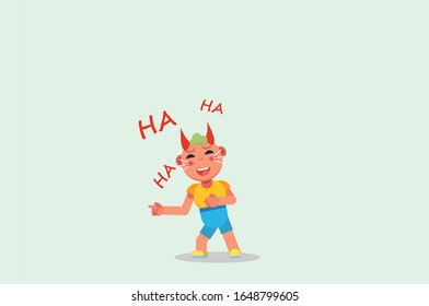 An illustration of a little boy's evil laugh. A vector of Easter character, this illustration can use as a sticker also.