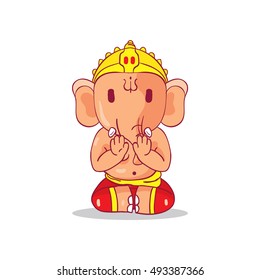 Illustration of little cartoon Ganesha