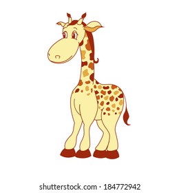 Illustration of little cartoon giraffe isolated on white background
