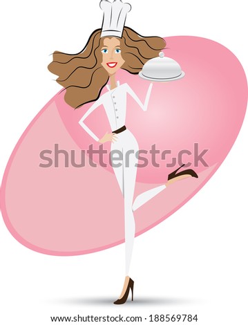 illustration of little chef with tray of dinner.