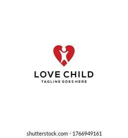 Illustration little child care with love logo design template icon