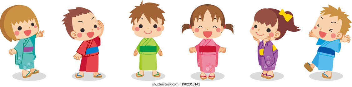 子ども 浴衣 のイラスト素材 画像 ベクター画像 Shutterstock