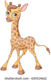 Illustration of little cute giraffe calf 