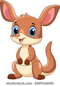 Ilustração do pequeno bonito desenho animado de canguru sobre fundo branco