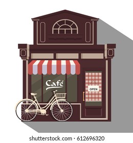 Illustration of little cute retro cafe