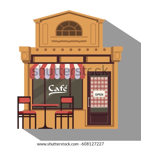 Illustration of little cute retro store shop or boutique