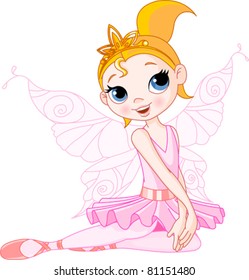  Illustration of Little Cute sitting Fairy Ballerina