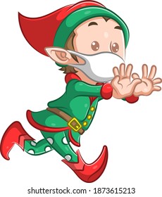 The illustration of the little elf boy with the red shoes is running
