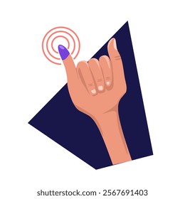 Illustration of the little finger with a blue tip as a sign of general elections in Indonesia