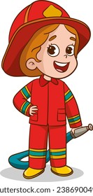 Illustration of a Little Firefighter Girl Wearing a Fire Suit