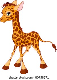 Illustration of little funny giraffe Calf