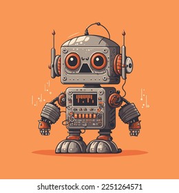 ilustración de la pequeña graciosa plantilla de diseño de la mascota del logotipo del personaje de la máquina robot