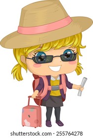 Illustration Of A Little Girl All Dressed Up For A Trip