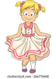 Illustration of a Little Girl Doing a Curtsey