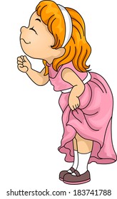 Illustration of a Little Girl Excitedly Sniffing Something