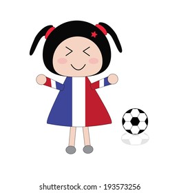 Illustration little girl in France football dress