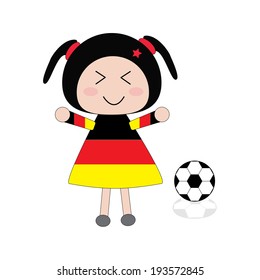 Illustration little girl in Germany football dress