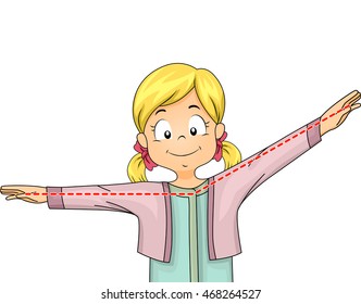 Illustration of a Little Girl Gesturing an Obtuse Angle