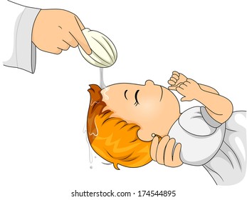 Illustration of a Little Girl Going Through a Catholic Baptism