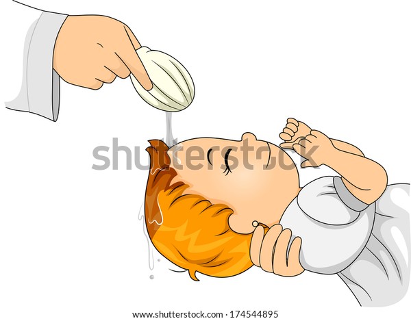 Illustration Of A Little Girl Going Through A Catholic Baptism