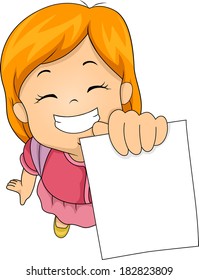 Illustration of a Little Girl Happily Showing Her Test Paper