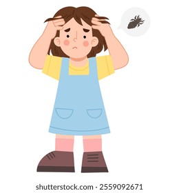 Illustration of a little girl with head lice