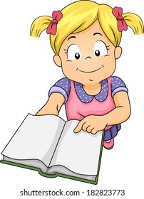 Illustration of a Little Girl Holding a Book and Asking Someone to Read Her a Story