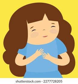 Illustration of a Little Girl Hugging Herself and Smiling