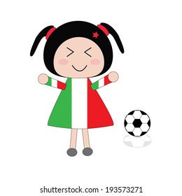 Illustration little girl in Italy football dress