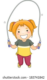 Illustration of a Little Girl Jumping Rope