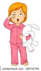 Illustration of a Little Girl in Pajamas Who Has Just Woken Up