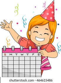 Illustration of a Little Girl Scheduling a Party